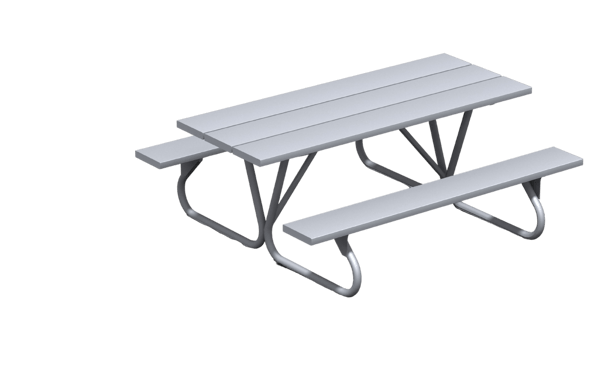 Standard Table 6' Pine Slat Galvanized 1